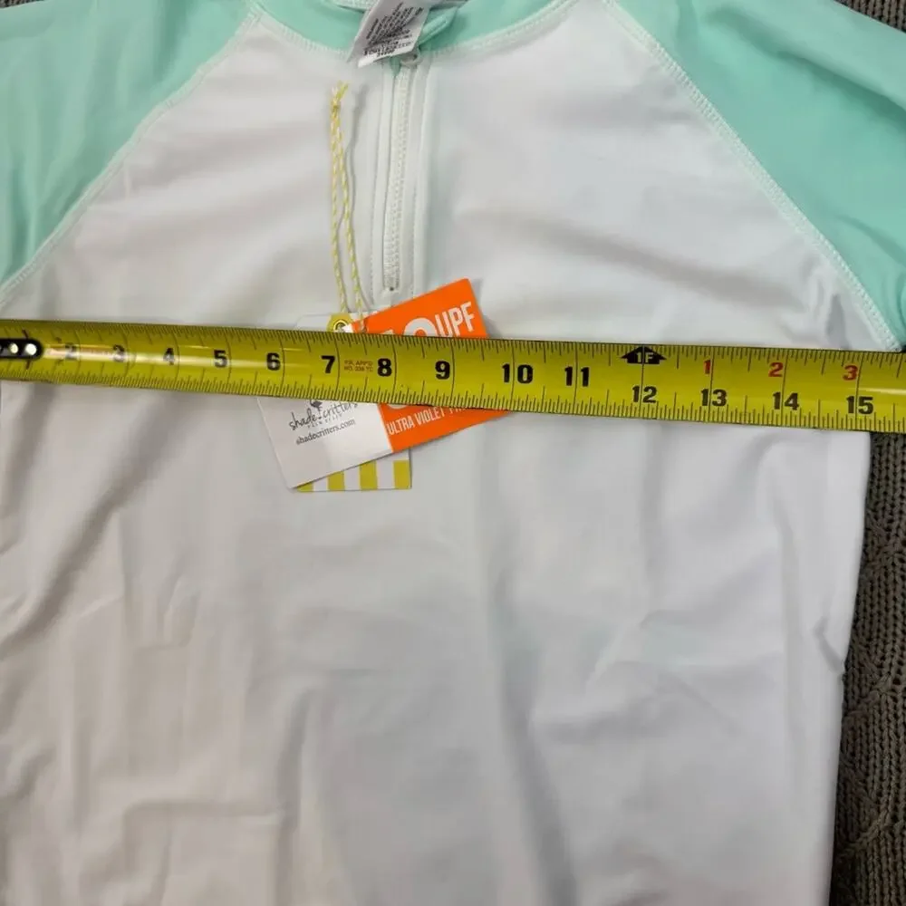Shade Critters Kids Swim Rashguard - White and Mint ~ 10